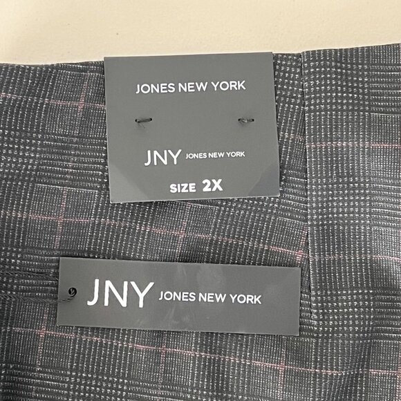 Jones New York Womens Checkered Pull-On Wide Leg Pants Sz 2X Polyester Blend New - Picture 3 of 14